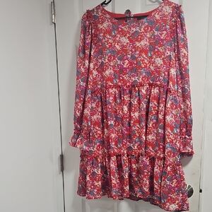 Sugarlips Pink and Red Floral Women long sleveDress